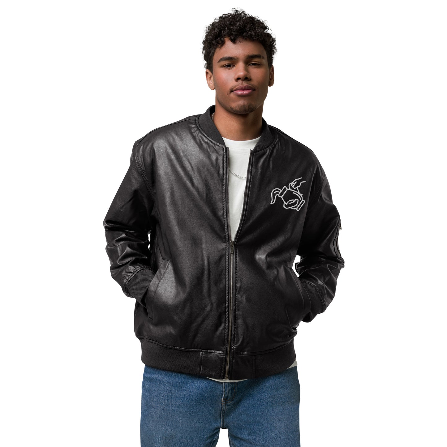 Sightingz Pour it on me Leather Bomber Jacket
