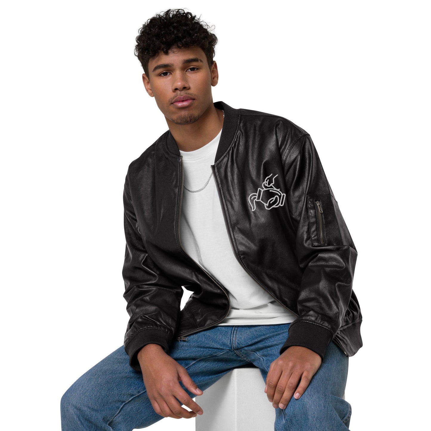 Sightingz Pour it on me Leather Bomber Jacket