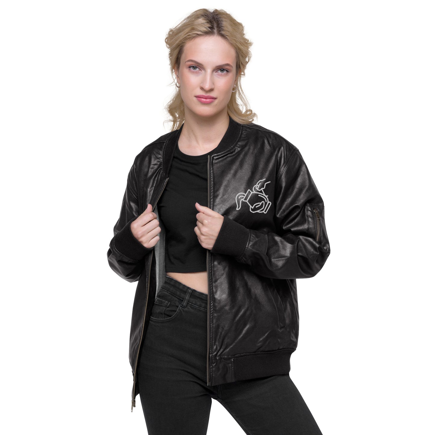 Sightingz Pour it on me Leather Bomber Jacket