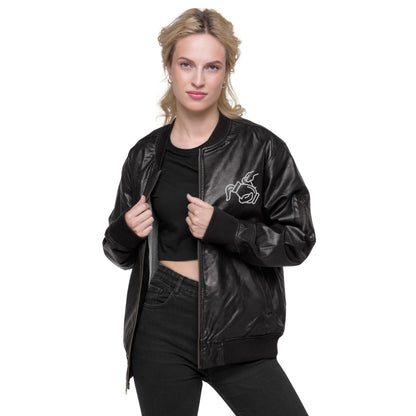 Sightingz Pour it on me Leather Bomber Jacket