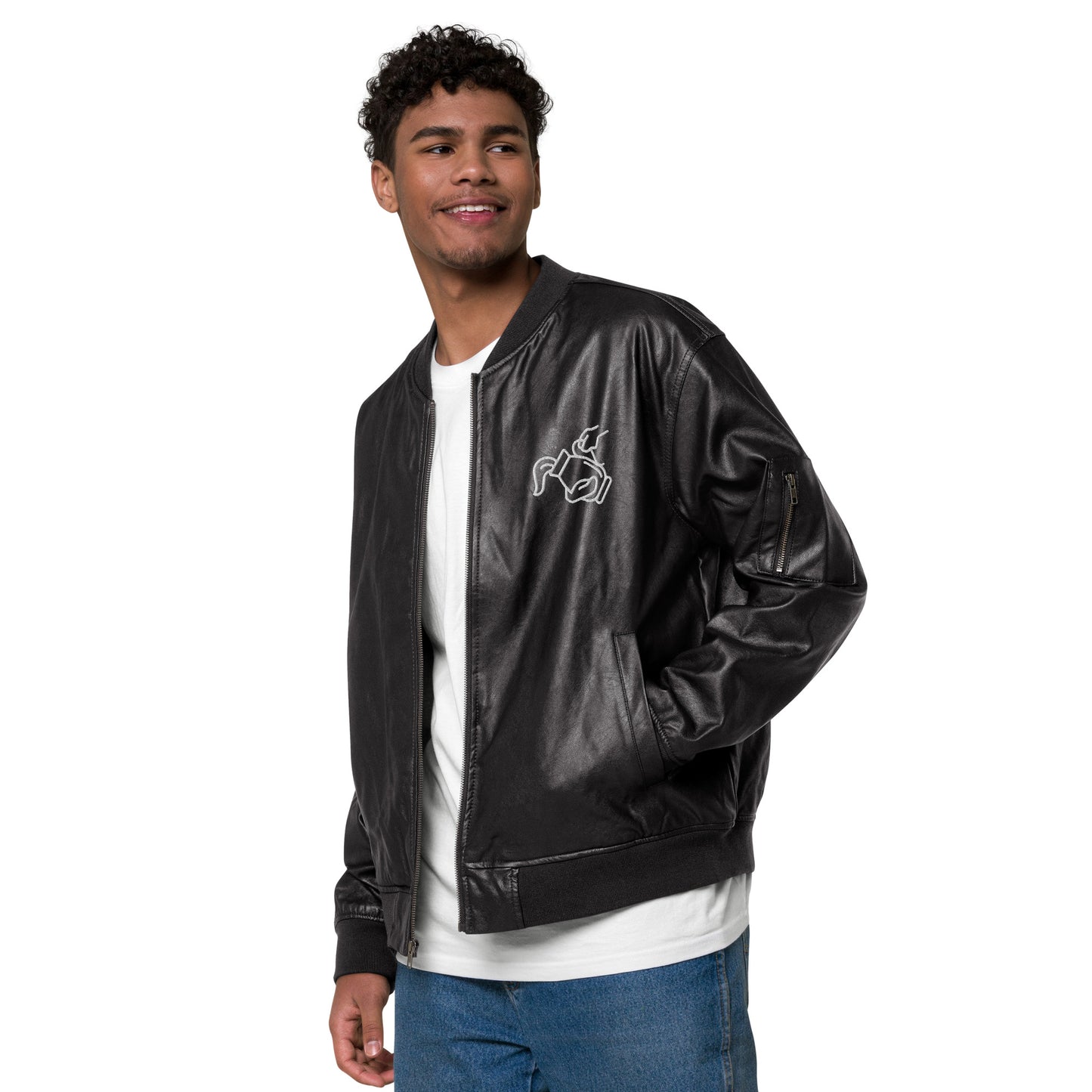 Sightingz Pour it on me Leather Bomber Jacket