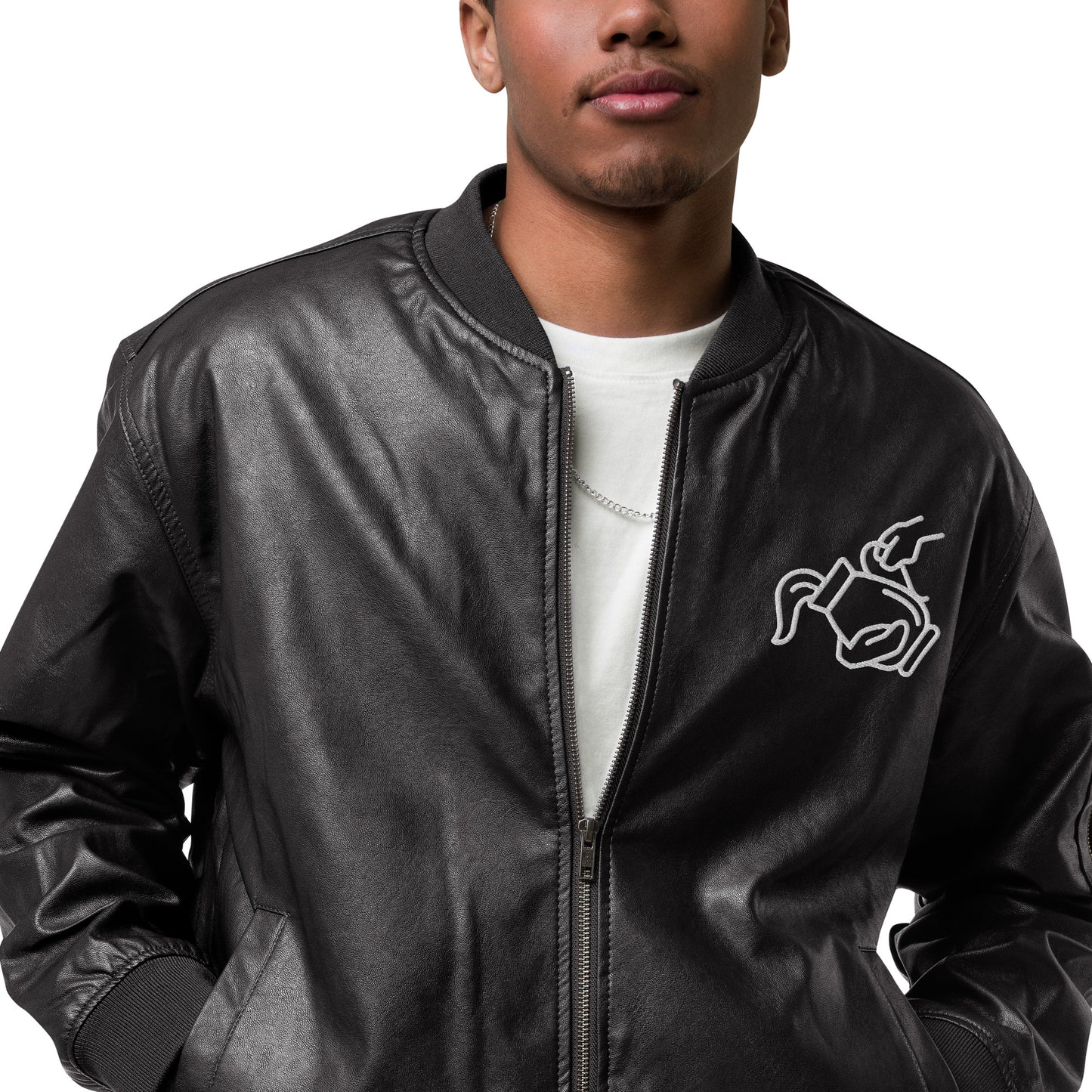 Sightingz Pour it on me Leather Bomber Jacket
