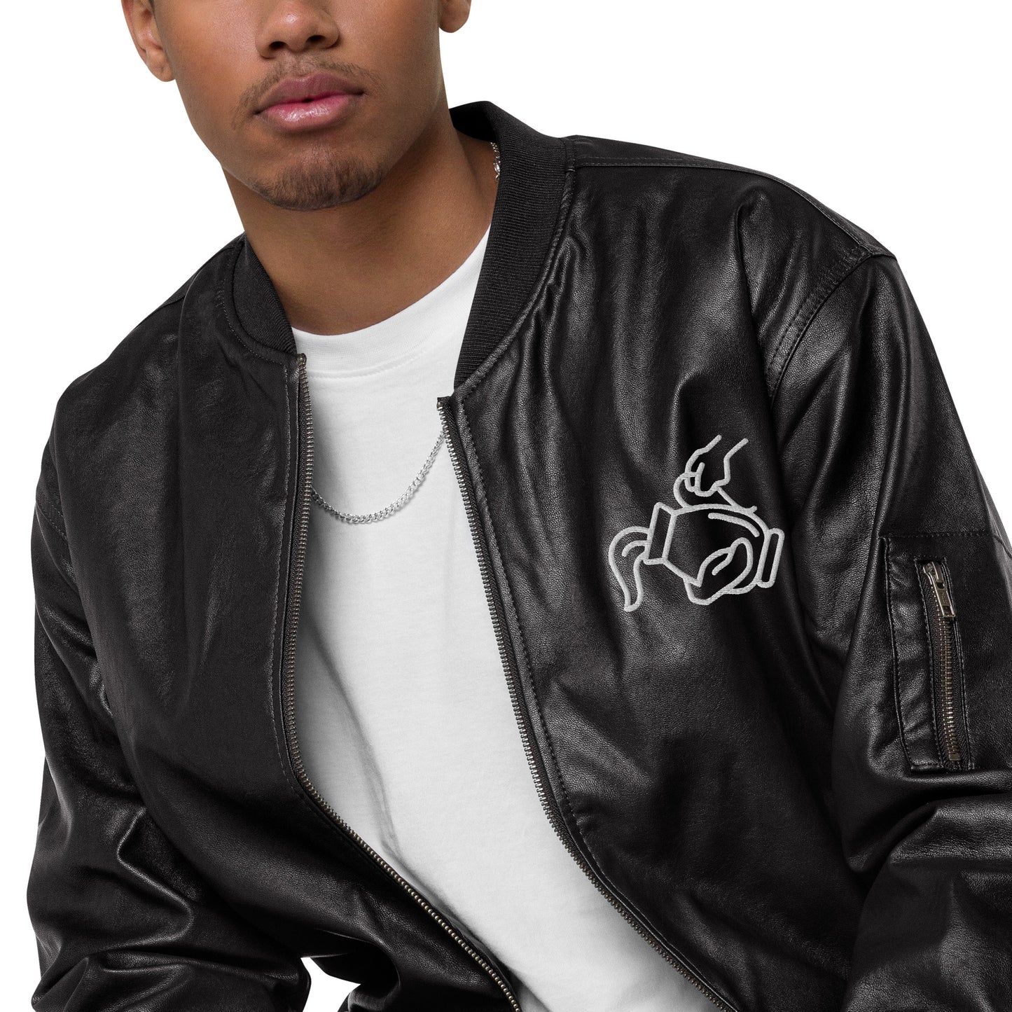 Sightingz Pour it on me Leather Bomber Jacket